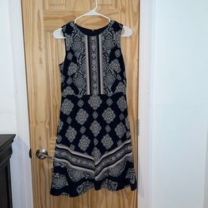 Ann Taylor navy blue paisley dress